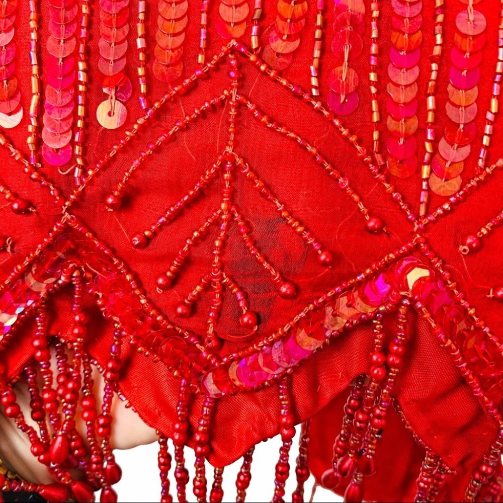 VTG 100% Silk 80s Fringed Beadwork Flapper Dress S - Picture 14 of 15